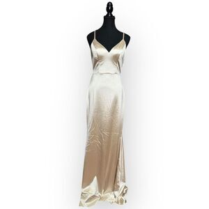 NWOT City Triangles Womens Satin Maxi Dress Champagne Size XS